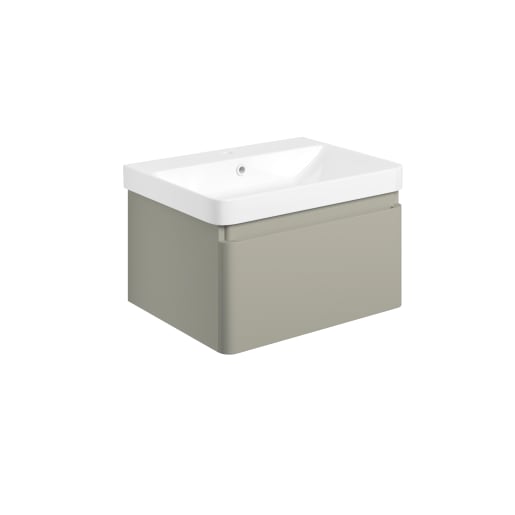 Astrid 605mm Wall Hung 1 Drawer Basin Unit & Basin Matt Latte