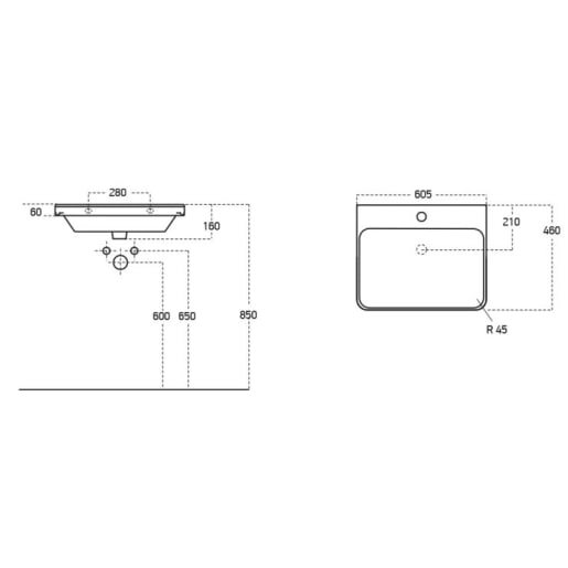 Astrid 605mm Wall Hung 1 Drawer Basin Unit & Basin Matt Latte