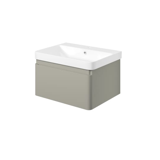 Astrid 605mm Wall Hung 1 Drawer Basin Unit & Basin Matt Latte