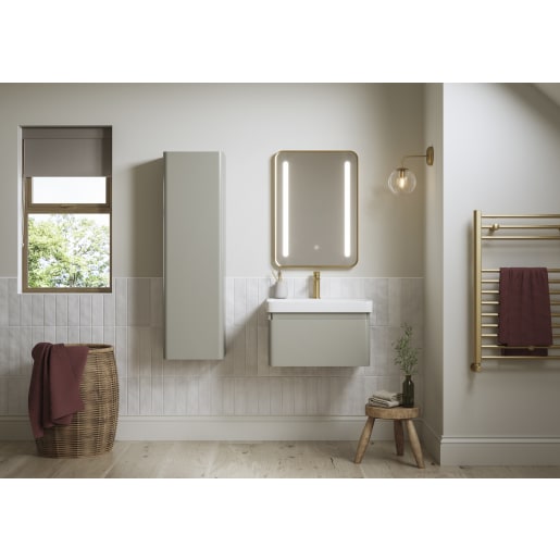 Astrid 605mm Wall Hung 1 Drawer Basin Unit & Basin Matt Latte