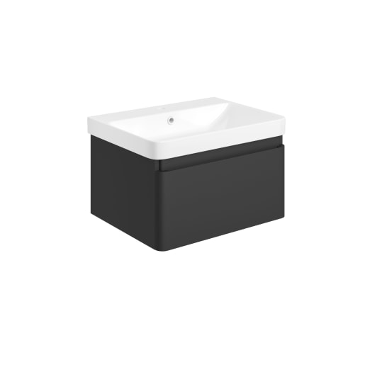 Astrid 605mm Wall Hung 1 Drawer Basin Unit & Basin Matt Black