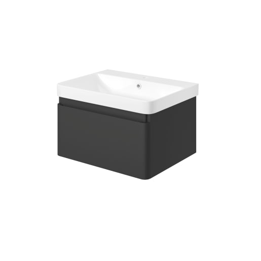 Astrid 605mm Wall Hung 1 Drawer Basin Unit & Basin Matt Black