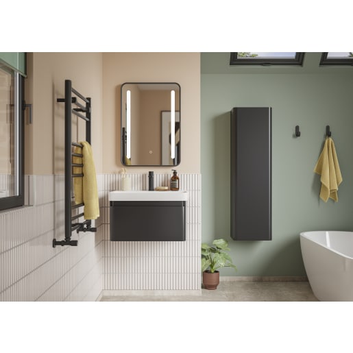 Astrid 605mm Wall Hung 1 Drawer Basin Unit & Basin Matt Black