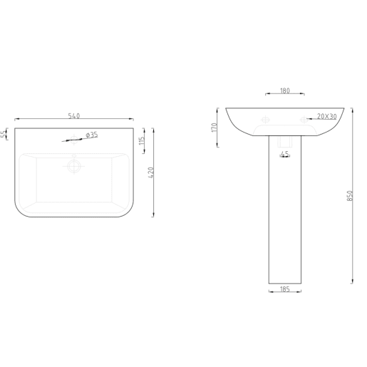 2Go 1TH Basin & Full Pedestal