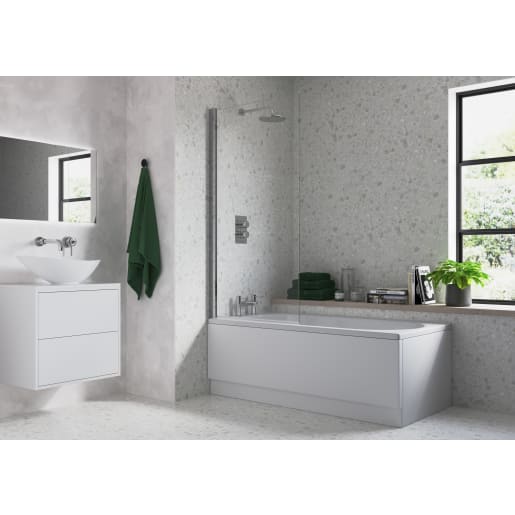Square Bath Screen 6mm Chrome 800 x 1400mm