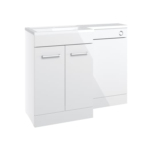 Glimmer 1000mm Furniture & BTW WC Pack White Gloss Left Hand