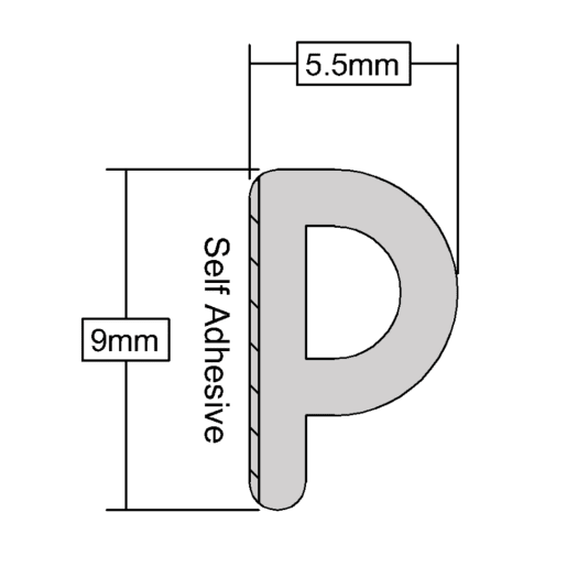 Stormguard EPDM 'P' Profile Draught Excluder Strip White 10m