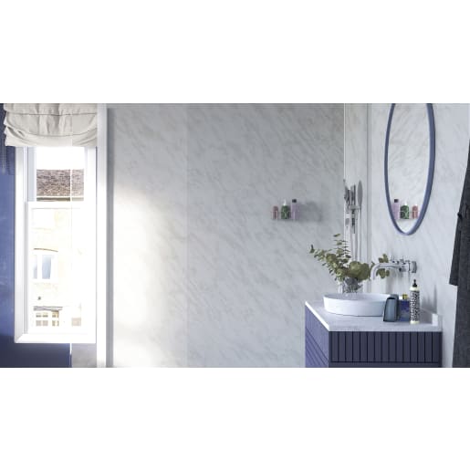 Showerwall SW39 Square Edge Carrara Marble 2440 x 900mm MDF