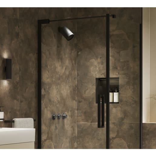 Showerwall Niche With Led Light Strip Matt Black 305 x 305 x 120mm