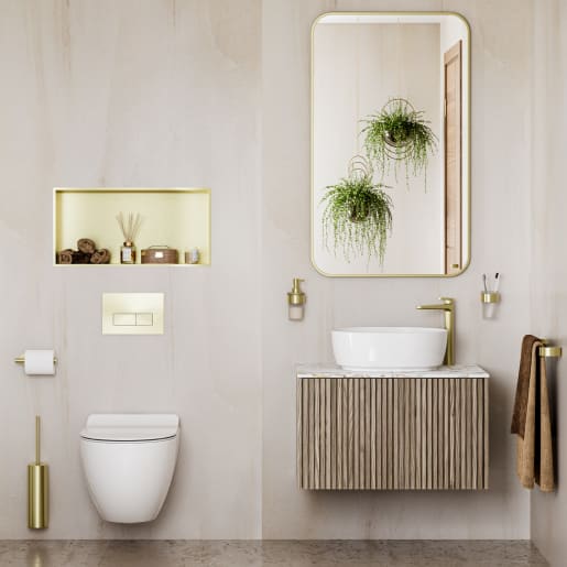 Showerwall Niche Brushed Brass 610 x 305 x 120mm