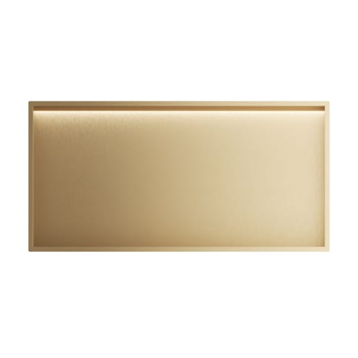 Showerwall Niche With Led Light Strip Brushed Brass 610 x 305 x 120mm