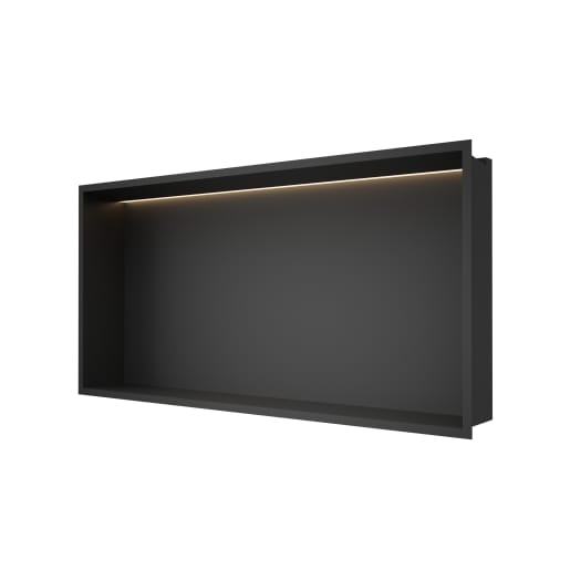 Showerwall Niche With Led Light Strip Matt Black 610 x 305 x 120mm