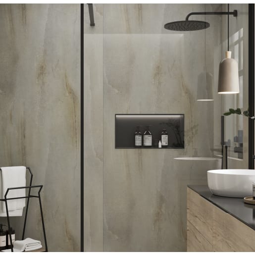 Showerwall Niche With Led Light Strip Matt Black 610 x 305 x 120mm
