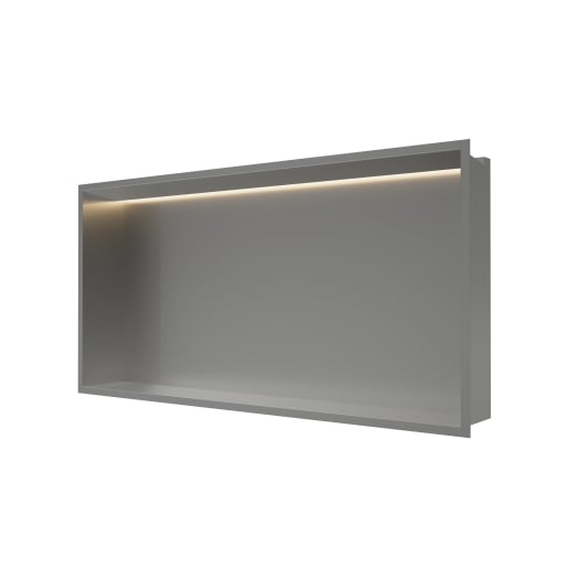 Showerwall Niche With Led Light Strip Brushed Stainless 610 x 305 x 120mm