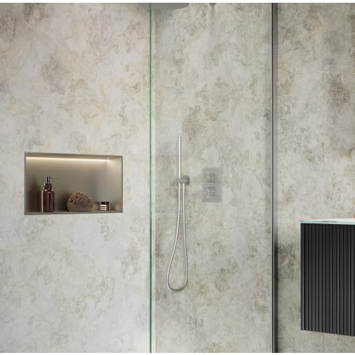 Showerwall Niche With Led Light Strip Brushed Stainless 610 x 305 x 120mm