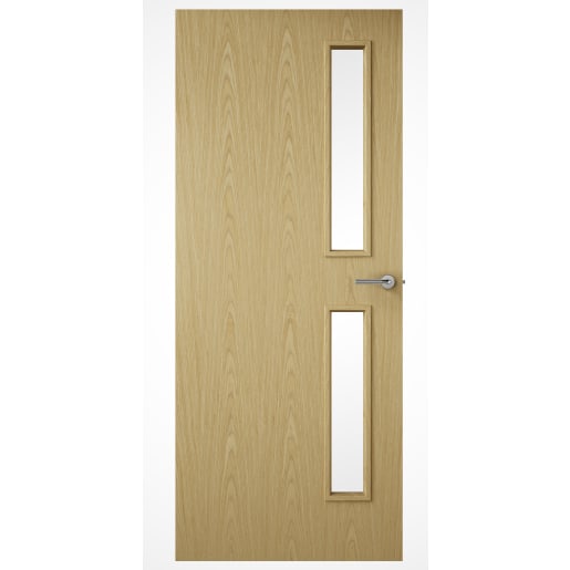 Premdor Flush Oak Veneer Glazed 16G FD30 Fire Door 1981 x 838 x 44mm