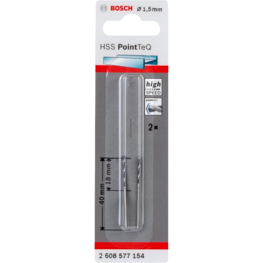 Bosch HSS PointTeQ Twist Drill Bit 146 x 1.5mm Pack of 2 Chrome