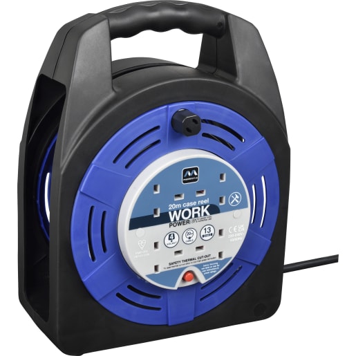 Masterplug Four Socket 13A Large Cassette Reel with 20m Cable