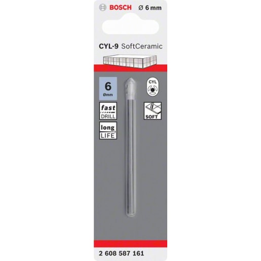 Bosch Drilling Cylinder 9 Ceramic Tile Drill Bit 6mm Silver