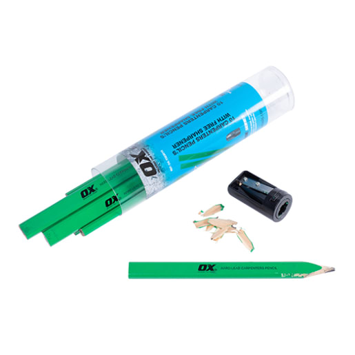 OX Trade Hard Green Carpenters Pencils Pack of 10