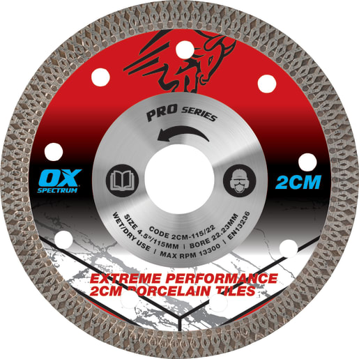 OX Pro 2CM Porcelain Cutting Blade 115/22.23mm