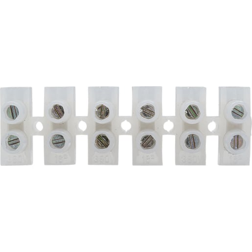 BG Electrical 6 Way Connector Strip 15A White Pack of 1