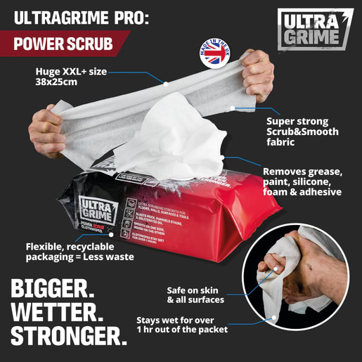 UltraGrime Pro Power Scrub Wipes 80 Pack