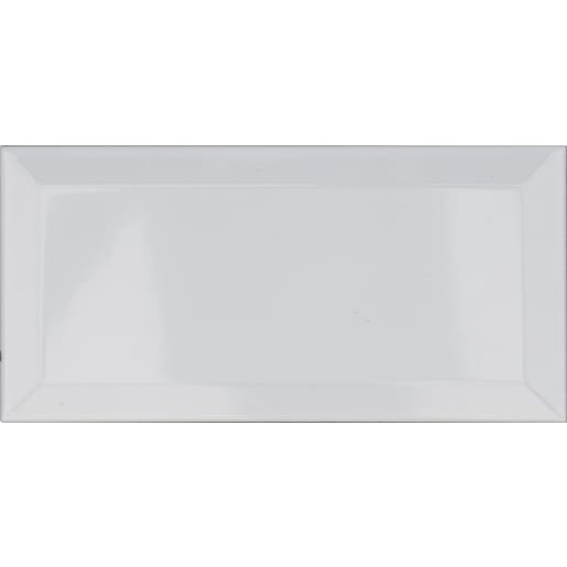 Verona Metro White Bevelled Ceramic Wall Tile 100 x 200 x 7mm 1m2