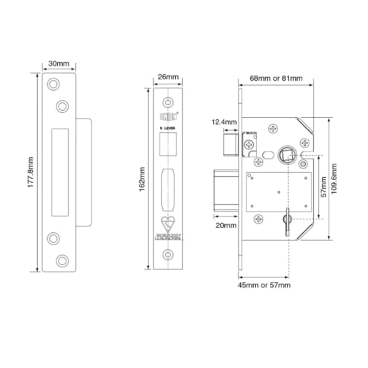 Union 2200 BS StrongBOLT 5 Lever Sashlock 68mm Chrome