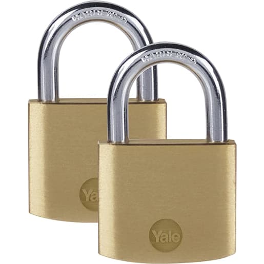 Yale Y110B Brass Padlock 40mm Pack of 2