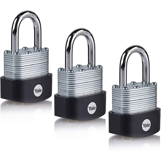 Yale Y125B Laminated Steel Padlock 40mm 3 Pack