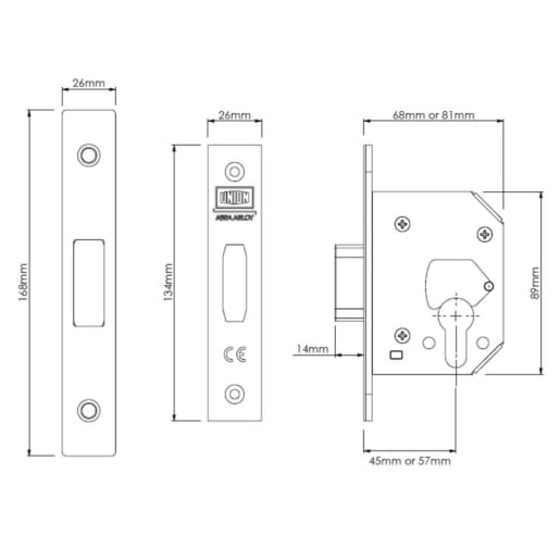 Union 21EU StrongBolt Euro Profile Deadlock 81mm Stainless Steel