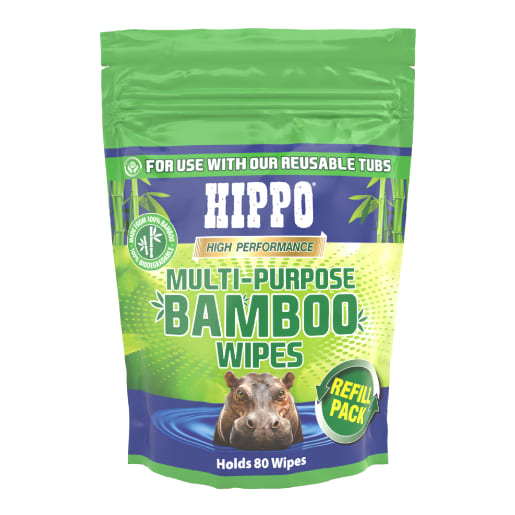 Tembe Hippo Multi Purpose Bamboo Wipes Refill Pack of 80