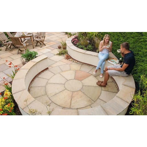 Marshalls Indian Sandstone Standard Circle Kit Paving 6.3m² Buff Multi