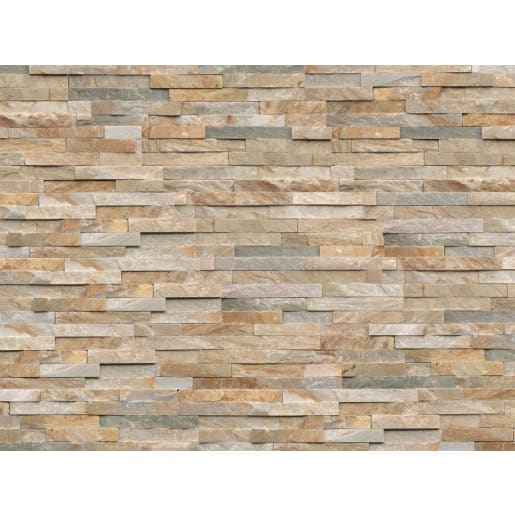 Marshalls Stoneface Drystack Walling 500 x 150 x 22mm Corner Pk 0.58m² Harvest Mix Quartzite Pk of 7